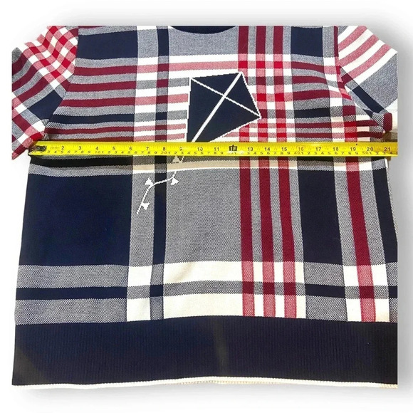 Thom Browne Plaid Kite Sweater 100% Cotton Sz OS Navy/Red - Picture 7 of 10